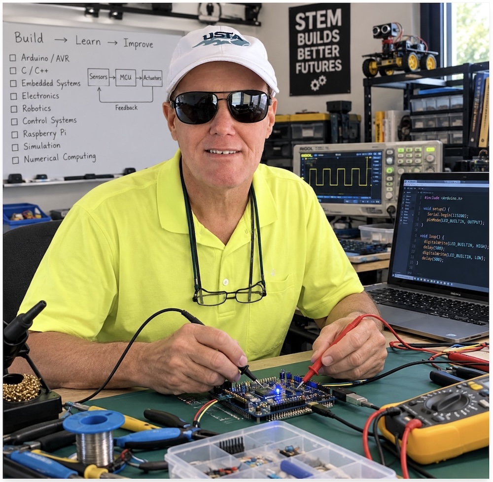Jesse Working in elcetronics lab.